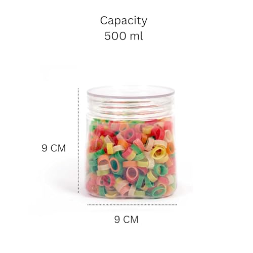 Image of 500ml Airtight Crystal Clear Plastic Container & Jar Set - BPA-Free Transparent Kitchen Storage Box & Dabba for Spices, Dry Fruits, Herbs, Seeds, Dry Masalas, Snacks, Tea, Coffee & Sugar.