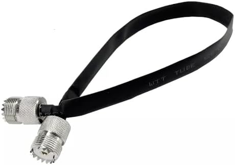 Generic 2 Pack-Window/Door Pass Through Flat RF Coaxial Cable SO239 UHF Female to UHF Female Male PL259 50Ohm Pigtail Extension Cord-30cm, Black