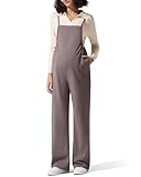 G4Free Maternity Overalls Wide Leg Loose Fit Romper with Pockets Sleeveless Adjustable Spaghetti Strap Pregnancy Jumpsuit(Taupe,L,Regular)