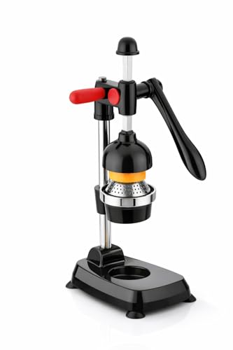 Image of Manual Citrus Juicer Heavy Duty Aluminum Hand Press - Professional Fruit Juicer for Orange, Lemon, Lime & Pomegranate - Easy Press, Durable, Kitchen Countertop Juice Extractor (Black)