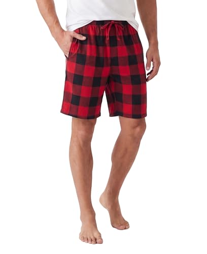 Image of Andrew Scott Men's Cotton Flannel Knee Length Shorts | Drawstring & Pockets Boxer Sleep Shorts | Multi Packs & Colors