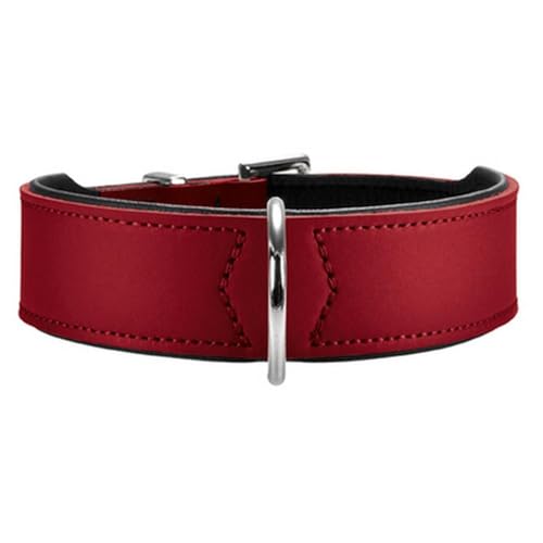 HUNTER Hundehalsband BASIC, Farbe: braun/schwarz, Pflegeleichtes Spaltleder, Raffinierte Nahtführung, Dezentes Design, Größe: 37