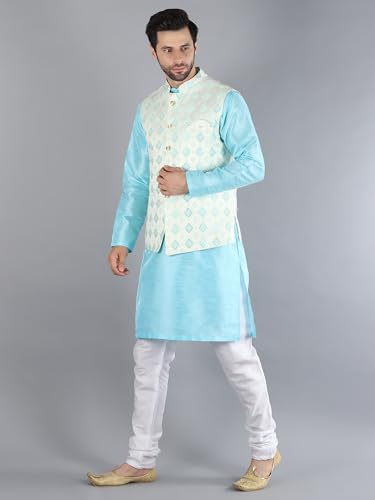 Image of Uri and MacKenzie Men's Silk Blend Kurta Pajama with Designer Ethnic Nehru Jacket /Modi Jacket