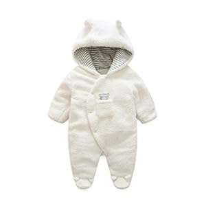 iCasso Fluffy Baby Clothes Coverall, Onesie with Feet, Warm Coat, Autumn/Winter, Thermal, Unisex, Baby Shower Gift