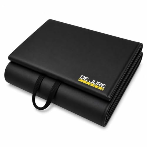 Image of De Jure Fitness PVC Leatherette Yoga Mat 10mm Thick | Non-Slip XL Exercise Mat | High-Density Cushioning | Odorless, Eco-Friendly & Sweat-Resistant | Home Gym Workout Mat | Black - 12MM