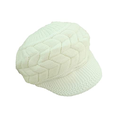 Momolaa Chapeau d'hiver Chaud Lavable pour Femmes avec Chapeau tricoté sur Mesure Ustensile Gnocchi (1-White, A)