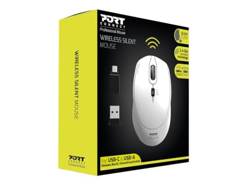 Souris sans fil 2.4 GHz Port Connect USB-A et USB-C silencieuse blanche pour ordinateur