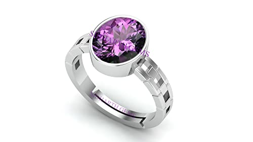 Bague réglable plaquée argent améthyste naturelle et argent sterling