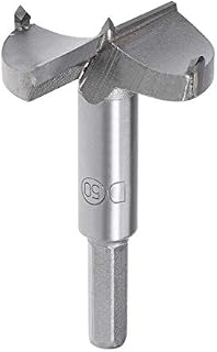 sourcing map Forstner Drill Bits 50mm, Tungsten Carbide Wood Hole Saw Auger Opener Woodworking Hinge Hole Drilling Boring Bit Cutter Gray with Case