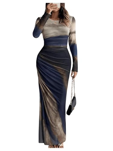 knee length dresses for ladies Tie Dye Long Sleeve Maxi Dress | Dress