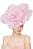Gionforsy Flower Fascinators Hat Tea Party Hats for Women Cocktail Headband Hat for Wedding Pink