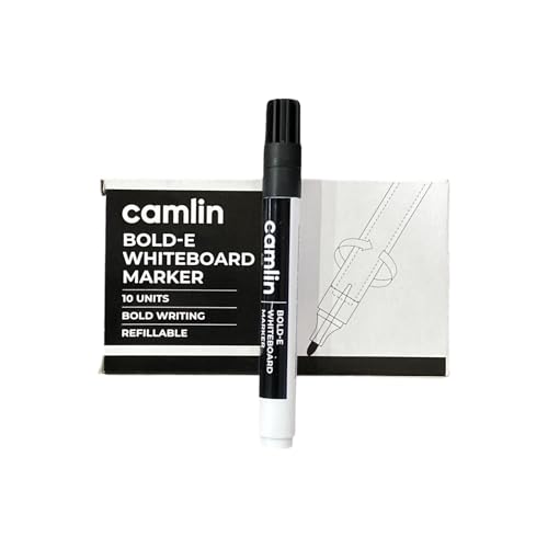 Image of Camlin Whiteboard Marker Pen Black Color Fine Point Type - (Pack of 10)
