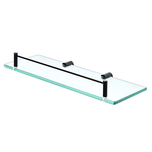 SAYAYO Tablette Salle de Bain en Verre Trempé Étagère Murale Salle de Bain 35 CM avec la Barre Noir Mat en Acier Inoxydable SUS 304, EGC4000-B Cover