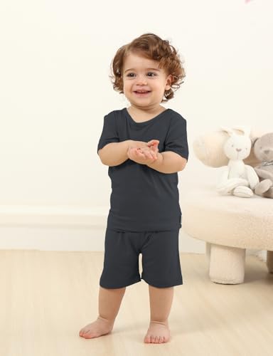 Jimonda Baby Boys Girls Pajama Sets Kid Soft Sleepwear Rayon From Bamboo Sleepwear Short Sleeve 4-Piece Cool Jammies 18M-12Y4