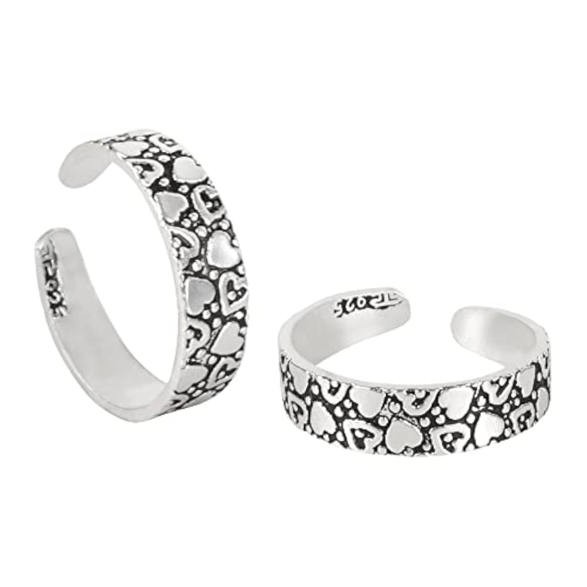 Stylish Sterling Oxidised Toe Rings with 3D Self Designs