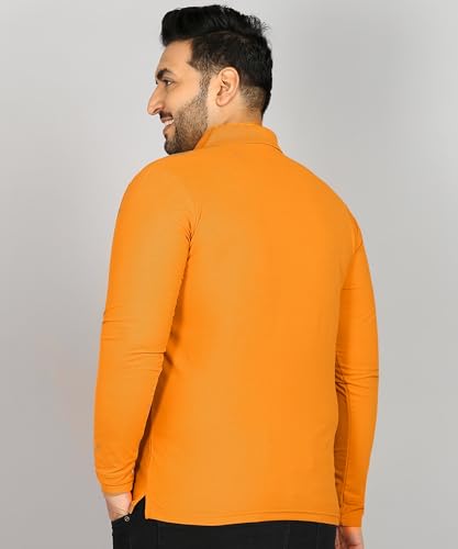 Image of INKKR Plus Size Men's Solid Polo Neck Full Sleeve T-Shirts