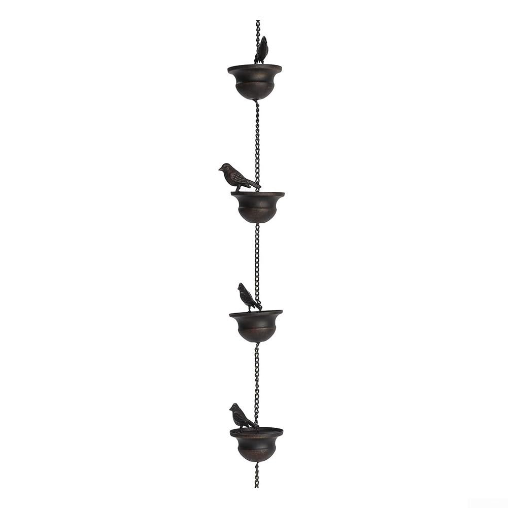 Cadena de lluvia de hierro para exteriores, cadena de lluvia de metal, diseño de pájaros, cadena de lluvia para decoración de canalones