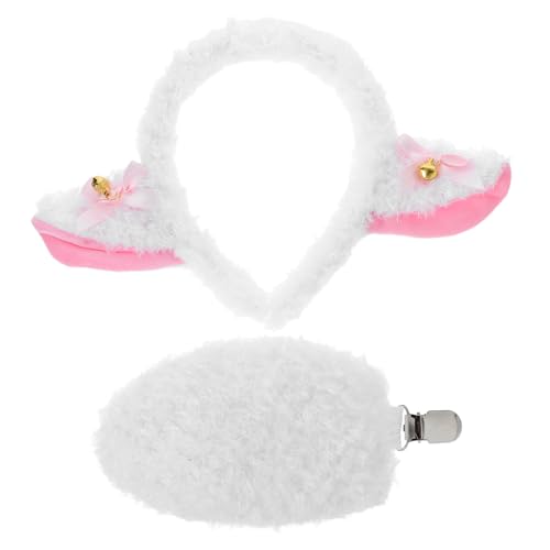 Healvian Accesorios de Ropa de Cordero de Orejas y Rabo de Oveja para Disfraz de Fiesta de Halloween Cosplay Animal