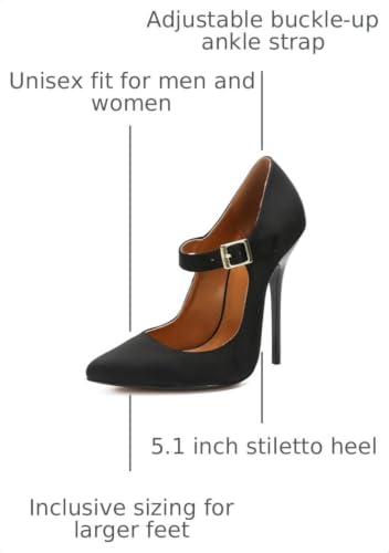 Image of Unisex Men's Women's Pointed Toe Stiletto High Heel Buckle up Pumps