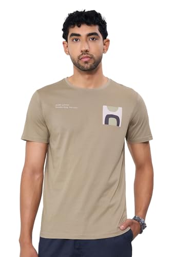 Image of 7 Alt by Pantaloons Men's 100% Cotton T-Shirt | Slim Fit | Round Neck | Half Sleeve