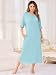 Wikoan Damen Lang Nachthemd Große Größen Weich Nachthemden Kurzarm mit Tasche Lässiges Maxi Lounge Kleid Nachtwäsche Sleepshirt Sommer Hellgrün 3XL