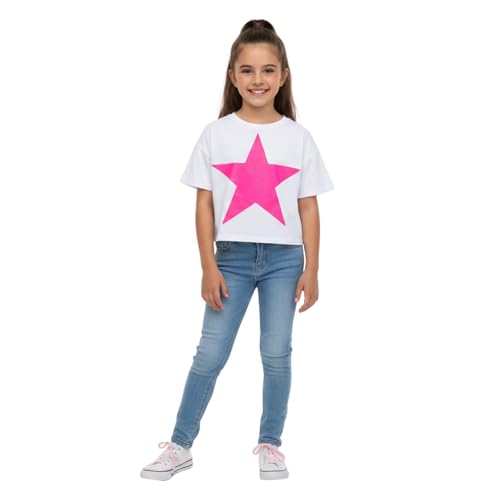 A2Z 4 Kids Girls Short Sleeves Crop Top Star Soft Feel Breathable - Crop Top Star White 5-6