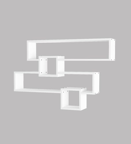 Image of Clay Multipurpose Modular Wall Racks /Shelves /Organiser /Decor Particle Board Wall Shelf (Number of Shelves - 4, White)