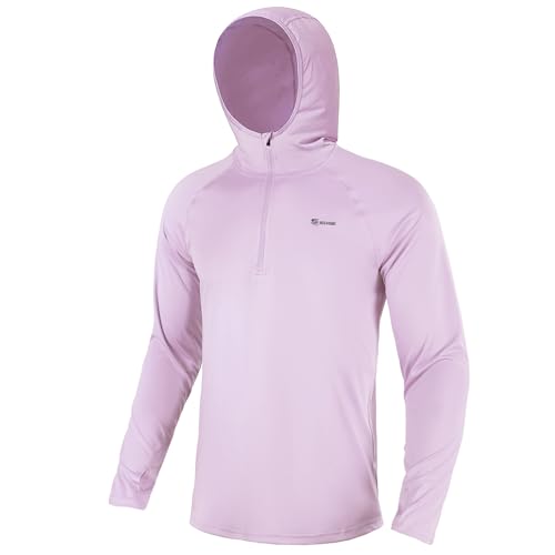 SG Edge Mens 1-4 Zip Long Sleeve Rash Guard Hoodie Quick-Dry UPF 50+ Fishing Hiking and Water Sports, Lavender Frost Large