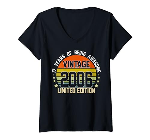 18th Birthday Men Boy 18 Years Of Being Awesome Vintage 2006 Camiseta Cuello V