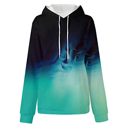 Roupas femininas de gola redonda de manga comprida gradiente color block esportivo com capuz esporti