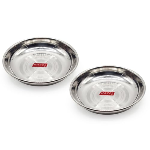 Image of HAZEL 100ml Stainless Steel Halwa Plates Set of 2 for Sweets & Snacks