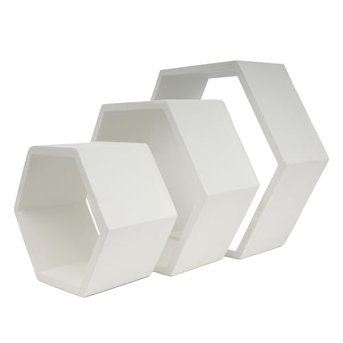 LIN HOME XZ-22109 Estantes flotantes hexagonales Juego de 3 Estantes Decorativos de Pared (Gray)
