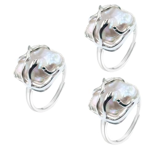 WHZHDMA Wrap Women's Retro Fashion Temperament Irregular Open () Ladies Rings Artificial Gold Finger Ring for Teen Pearl Holder 