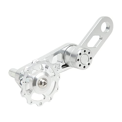 Ymiko Single Speed Chain Tensioner, Aluminum Alloy Foldi Folding Chain Stabilizer Chain Tensioner for Single Speed Folding (Silver)