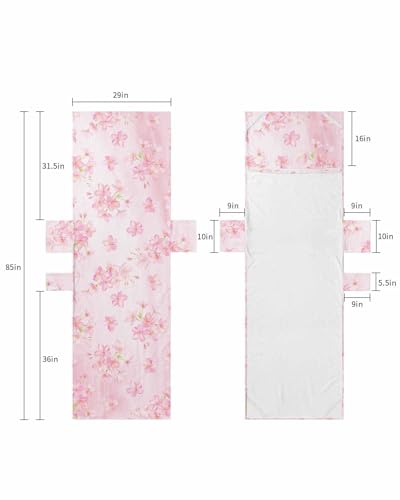 Floral Pink Beach Lounge Chair Towel Cover, Soft Chaise Lounge Towel with Side Pockets Patio Pool Chairs Cover for Beach/Pool Sunbathing 29x85 Watercolor Cherry Blossom Spring Summer Flower