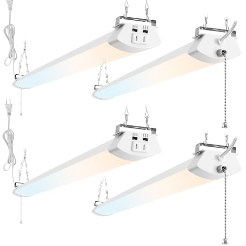hykolity 5000LM 4FT LED Shop Light with Pull Chain 3 Power Level&3CCT