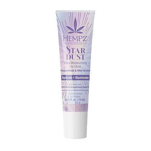 Hempz Star Dust Lip Gloss, Iridescent Glow Shimmer, Passionfruit and Wild Orchid, Hydrating Balm .44 oz.