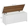 HOOBRO Cassapanca Portaoggetti da 100 cm con Cerniere di Sicurezza, Scatola Contenitore con Coperchio Ribaltabile, per Ingresso, Camera da Letto, Soggiorno, Bianco e Noce EWH141CW01 #2