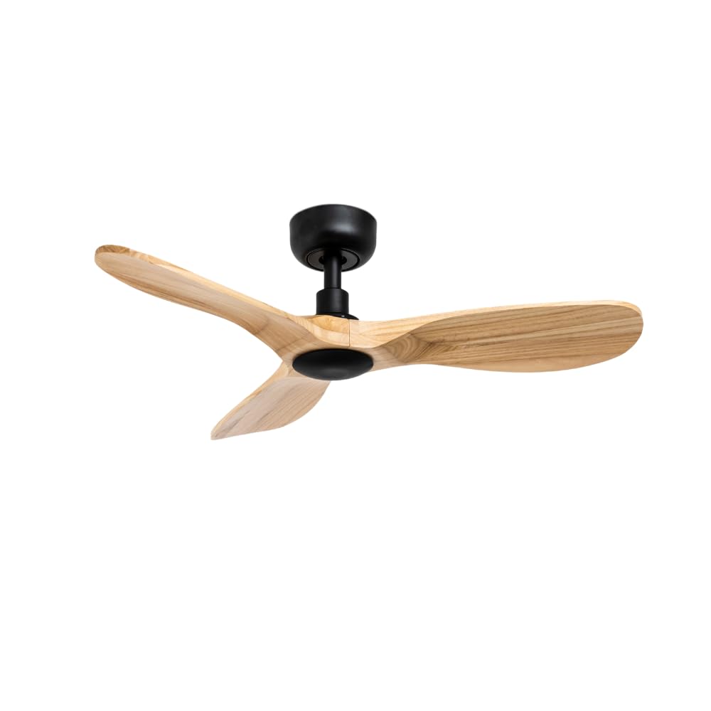 ventyly / ROWIND MINI/Ventilador de techo negro/madera pino sin luz, Ø90 cm/Ultra Silencioso, bajo consumo, 6 Velocidades, Mando a distancia, Verano-Invierno, temporizador