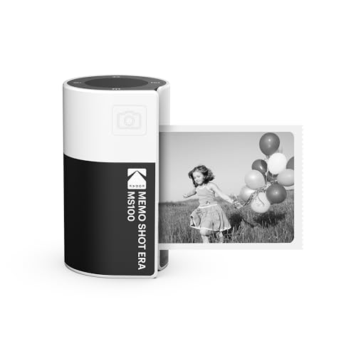 KODAK Memo Shot ERA - Cámara Digital instantánea e Impresora de Etiquetas fotográfica, Color Blanco (cámara con 1 Rollo de Cartucho de Etiquetas One-Touch)