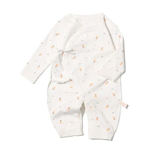 Image of Cherie Kids 100% Organic Cotton Soft 0-6 Months Unisex Footless Newborn Baby Sleepers Pajamas Romper Boys Girls Long Sleeve