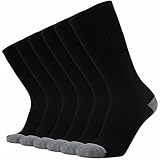 ONKE Max Full Cushion Crew Socks for Men Heavy Duty Work Boot Steel Toe Workout Athletic Thick Warm Moisture Wicking Control(Black L)