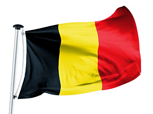 FLAGLY Drapeau Belgique 100 x 150 cm avec œillets - tissu pour drapeau nautique 160 g/m² - très longue durée de vie et résistant aux intempéries -...