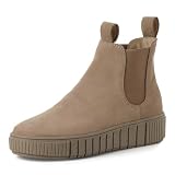 Tamaris Botines Chelsea para Mujer, Piel, Plantilla Extraíble, Gris Topo, 38 EU