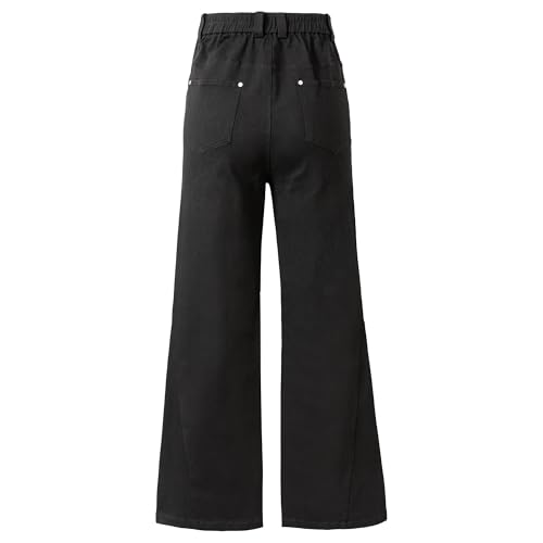 Men's Fashionable Wide Leg Pants - Black Elastic Waistband Casual Jeans for Daily Commuting and Gatherings3