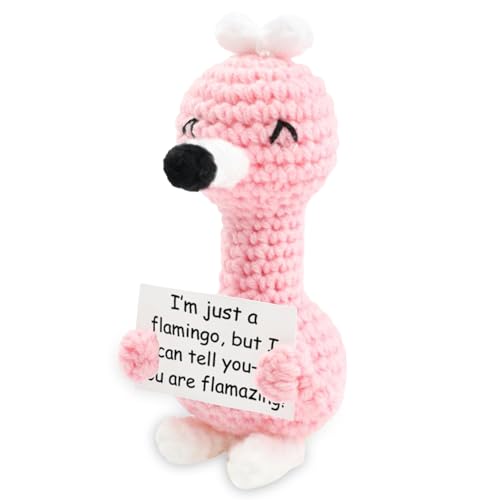 Yoljun Rosa Positive Flamingo, Pocket Hug Flamingo Geschenke, Emotionale Unterstützung Geschenk, Glücksbringer und Taschenumarmung für Papa Opa Mama Oma Frauen Männer Freund Kollegin