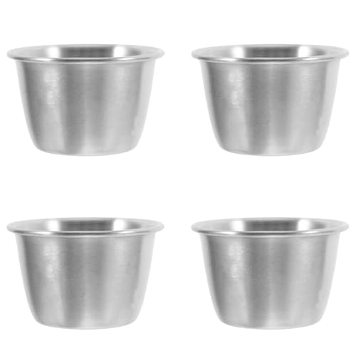 Milisten Set da 4 Tazze per Condimenti in Acciaio Inox 304, Piccole Ciotole per Salsa di Pomodoro Leggere e Compatte, per Cucina e Buffet