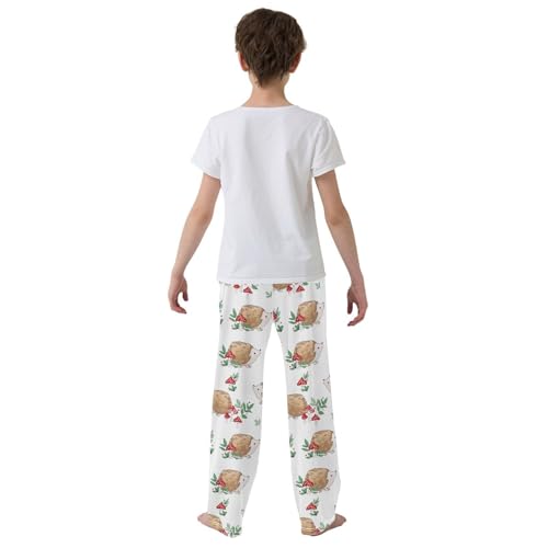 Hand Drawn Hedgehog Mushrooms Boys Pants for Kids Jogger Pants with Pockets S-XL3