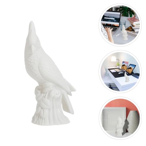 Figura decorativa de loro en cerámica sin pintar miniatura 2