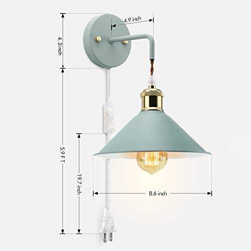 Image of KEWANNO Plug in Wall Sconces, 2PACK Wall Lamp with Plug in Cord, Plug in Wall Light Sconces, Sconces Wall Lighting Plugin, E26 Modern Wall Light Fixtures (Blue)